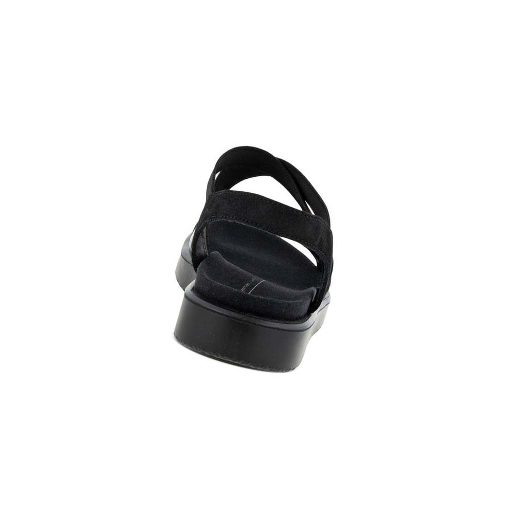 Women's Ecco Flowt Flat Strappys Sandals Black | Canada 181FDN